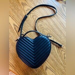 Heart-Shaped Black Quilted Bag